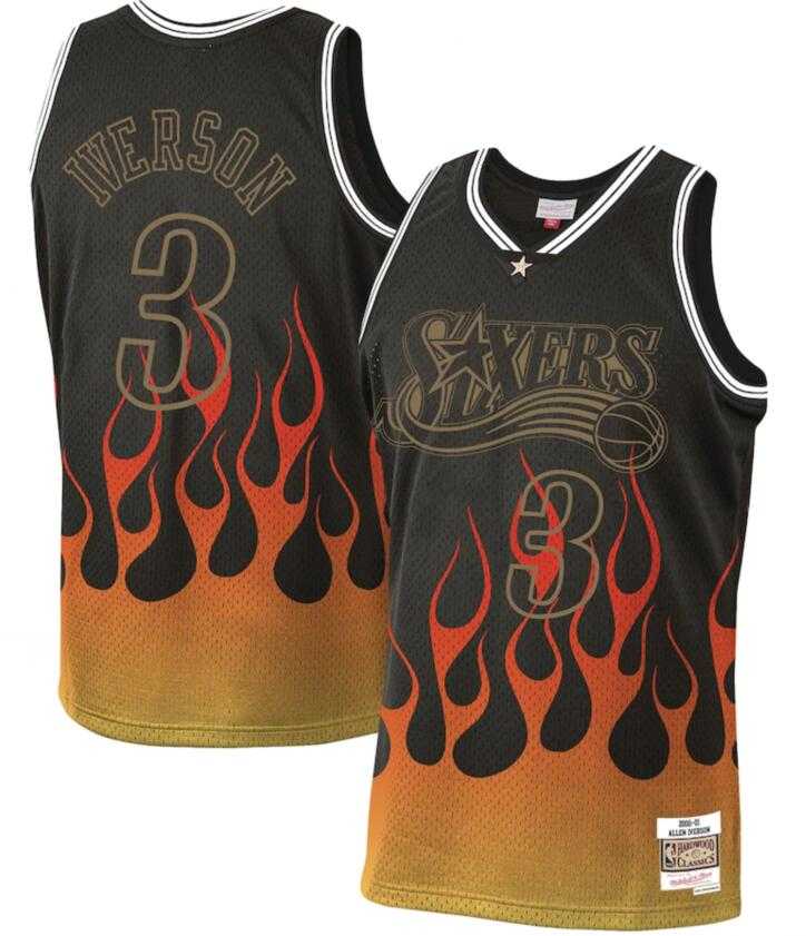 76ers 3 Allen Iverson Black 2000-01 Hardwood Classics Flames Swingman Jersey Dzhi,We sell and wholesale 76ers 3 Allen Iverson Black 2000-01 Hardwood Classics Flames Swingman Jersey Dzhi on line form chian!